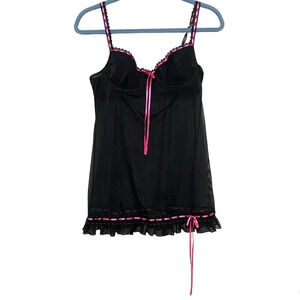 Victorias Secret Black and Hot Pink Babydoll Lingerie Top